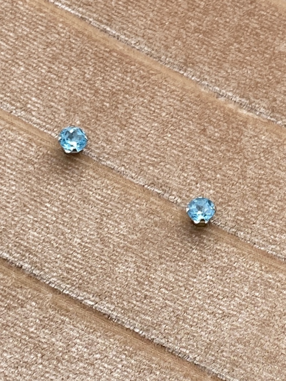 10K Genuine Aquamarine Blue White Gold Stud Etherial Earrings March Birthstone